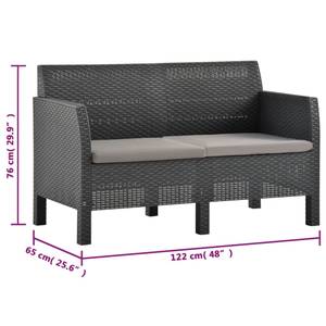 Garten-Lounge-Set Grau - Kunststoff - Polyrattan - 58 x 41 x 58 cm