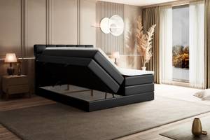 Boxspringbett BRUGO KING Hochglanz Schwarz - Breite: 200 cm