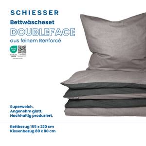 Wende-Bettwäscheset Renforcé Doubleface Anthrazit - Taupe - 135 x 200 cm