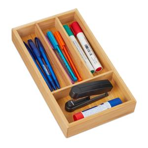 Schubladenorganizer mit 4 Fächern Braun - Bambus - Holzwerkstoff - 28 x 4 x 16 cm