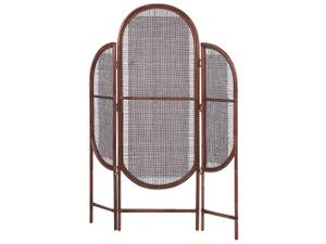 Paravent VIGEVANO Blau - Braun - Rattan - 134 x 180 x 4 cm