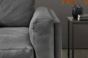 Big Sofa RAINA Anthrazit - Echtleder - Textil