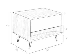 Table de chevet en noyer et grise Marron - Bois manufacturé - 55 x 42 x 45 cm