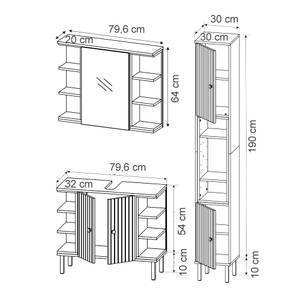 Badmöbel Set Aquis 40656 Braun - Grau - Holzwerkstoff - 79 x 64 x 30 cm