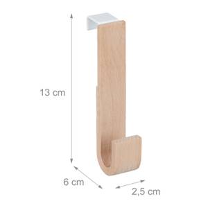 10 x Türhaken Holz Braun - Weiß - Holzwerkstoff - Metall - 3 x 13 x 6 cm