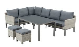 Dining Lounge Set Maya Alu / Polyrattan Grau - Metall - Polyrattan