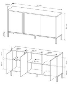 Kommode DAST ohne LED-Beleuchtung Beige - Holzwerkstoff - 153 x 81 x 40 cm