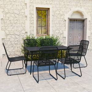 Garten-Essgruppe (7-teilig) 3012986-4 Schwarz - Kunststoff - Polyrattan - 80 x 74 x 150 cm