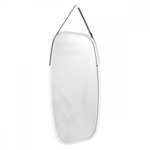 Großer Spiegel aus Bambus zum Aufhängen Weiß - Glas - 3 x 74 x 43 cm