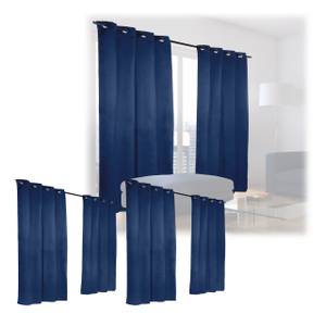 6x Rideaux bleu obscurant 245x135 cm Bleu - Métal - Textile - 135 x 245 x 1 cm