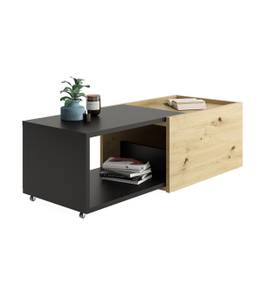 Table Basse Extensible L74 - 125cm Slide Noir - Imitation chêne