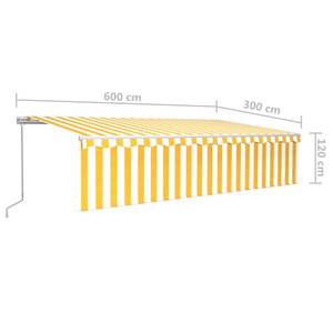 Auvent rétractable 3014348-2 Blanc - Jaune - Largeur : 600 cm