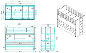 Lits mezzanine enfant Bonny Blanc - Bois manufacturé - Métal - Matière plastique - 102 x 161 x 222 cm