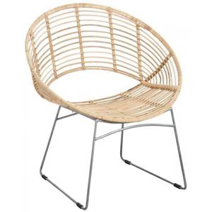 Fauteuil rond en métal et rotin naturel Rotin - 76 x 85 x 62 cm