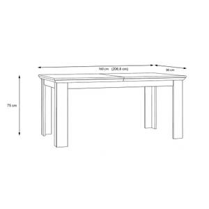 Table 160/206cm décor chêne blanchi Beige - Bois manufacturé - 207 x 75 x 90 cm