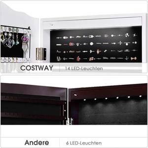 Schmuckschrank mit 14 LED Leuchten Weiß - Holzwerkstoff - 37 x 160 x 42 cm