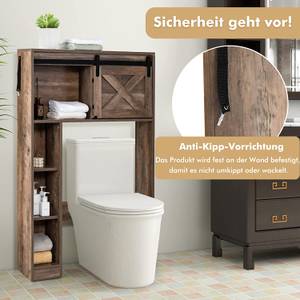 Toilettenschrank mit Schiebetür Braun - Holzwerkstoff - 17 x 128 x 84 cm