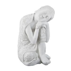 Ruhende Buddha Figur 60 cm Weiß - Kunststoff - Stein - 38 x 60 x 37 cm