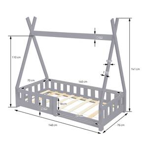 Lit Enfant Tipi 140x70cm Gris Clair Gris lumineux