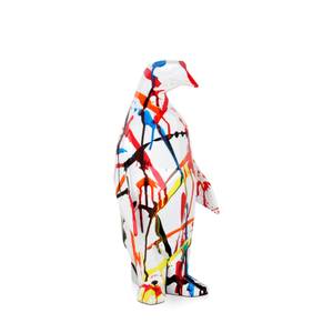 Harz-Skulptur Facettiertes Pinguin Multicolor - 15 x 35 x 15 cm