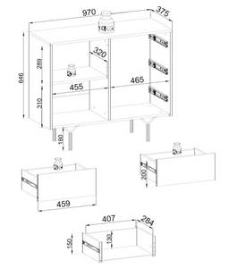 Wohnzimmer-Set RAVEN 3-teilig Schwarz - Holzwerkstoff - 421 x 83 x 38 cm