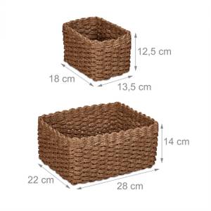 Lot de 3 paniers de rangement Marron - Métal - Papier - 28 x 14 x 22 cm