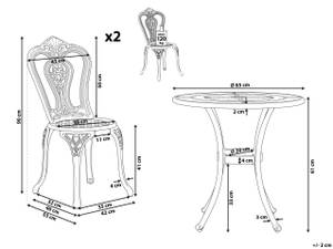 Bistro Set BOVINO 3-tlg Braun - Metall - 65 x 90 x 65 cm