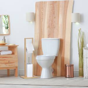 Stand WC Garnitur aus Bambus Braun - Weiß - Bambus - Metall - Kunststoff - 31 x 82 x 21 cm
