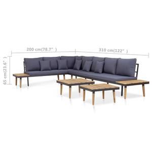 Garten-Lounge-Set (7-teilig) 3000841 Dunkelgrau - Grau