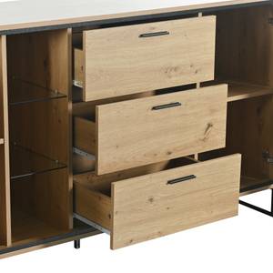 Sideboard Helios Ⅱ Braun - Holzwerkstoff - Glas - Metall - 40 x 85 x 160 cm