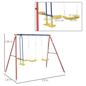 Kinderschaukel 344-018 Rot - Metall - 180 x 196 x 290 cm