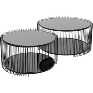 Tables basses Wire Double (lot de 2) Noir - Verre - 70 x 34 x 70 cm