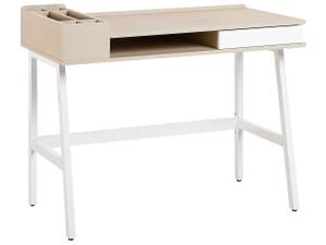 Bureau PARAMARIBO Marron - Blanc - Bois manufacturé - 100 x 82 x 55 cm