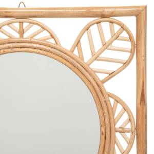 Dekospiegel FLOWER, Rattan, 52 x 52 cm Braun - Naturfaser - 3 x 52 x 52 cm