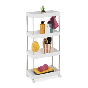 Meuble de rangement Argenté - Blanc - Métal - Matière plastique - 42 x 88 x 24 cm