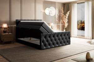 Boxspringbett AMAY KING Hochglanz Schwarz - Breite: 160 cm