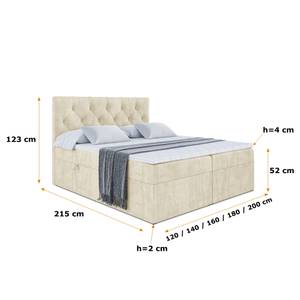 Boxspringbett ROMAN Beige - Breite: 120 cm - H3