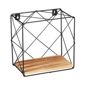 2-tlg. Set Wandregal Cube Schwarz - Braun - Holzwerkstoff - Metall - 25 x 25 x 12 cm
