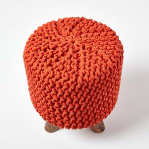 Gestrickter Fußhocker, 42 cm hoch Orange