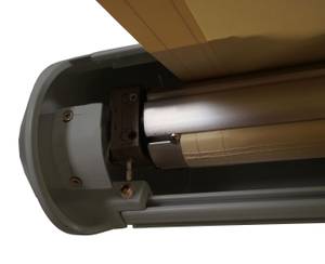 Kassetten-Markise T123 mit Volant Grau - Weiß - Metall - Kunststoff - Textil - 450 x 23 x 300 cm