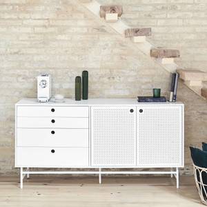 Buffet design Punto Blanc - En partie en bois massif - 150 x 77 x 47 cm