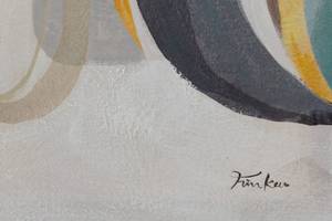 Tableau peint à la main Lunar Phases Gris - Bois massif - Textile - 40 x 40 x 4 cm