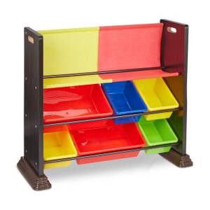 Kinderregal mit Aufbewahrungsboxen Braun - Rot - Gelb - Holzwerkstoff - Metall - Kunststoff - 96 x 82 x 37 cm