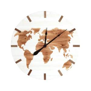 Uhr aus Holz mit Weltkarte Motiv Massivholz - 74 x 74 x 74 cm