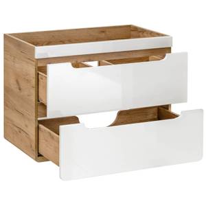 Badmöbel Set 4-teilig Hochgl. weiß 80cm Weiß - Holzwerkstoff - 130 x 200 x 46 cm