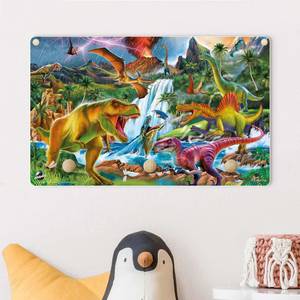 Dinosaurier im Urzeitgewitter Holzwerkstoff - 40 x 25 x 2 cm