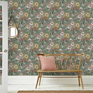 Vliestapete Elegant Blume Grün - Papier - Kunststoff - Textil - 52 x 52 x 1000 cm