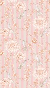 Fototapete Floral Streifentapete Beige - Orange - Pink - Kunststoff - Textil - 159 x 280 x 1 cm