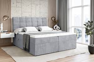 Boxspringbett BRUGO Hellgrau - Breite: 180 cm - H4