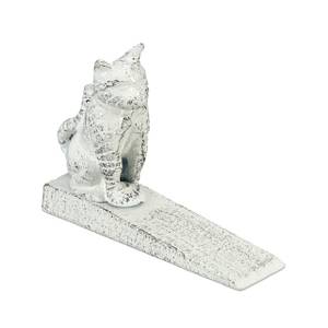 Butoir de porte motif chat antique blanc Blanc - Métal - 15 x 11 x 4 cm